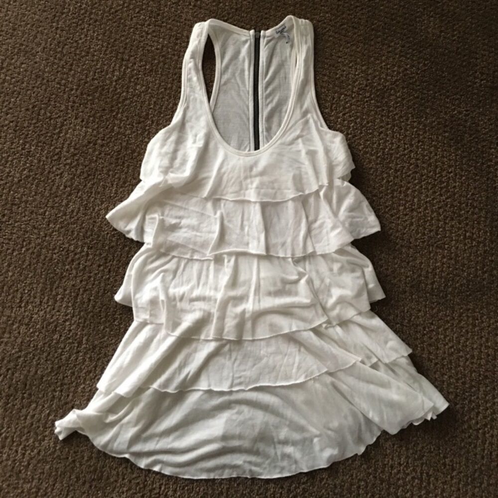 Splendid White Ruffle Tank Top